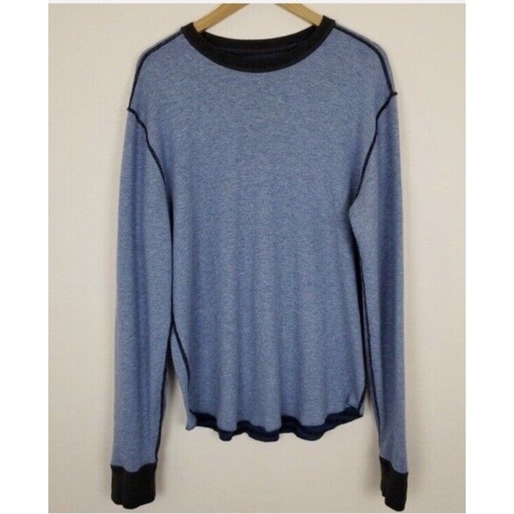 Lululemon Binary Crew Rugged Blue Heathered Black / Heathered Tempest Blue Sz L - Picture 8 of 10
